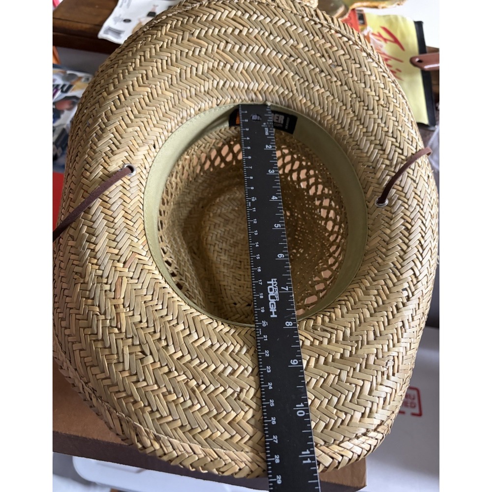 Broner Ventilated Western Straw Cowboy Hat Leather Chin Strap Size Large - Picture 12 of 15